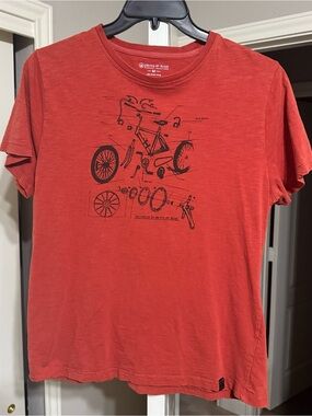 United By Blue Red Short-Sleeve Tee with Black Bike Schematic